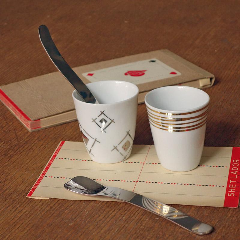 tasses à expresso assorties à motifs or et platine - tsé tsé