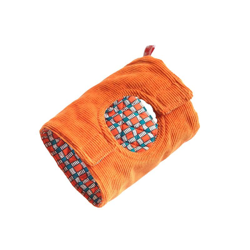 housse en coton orange velours et motifs petit pan pour théière - tsé tsé