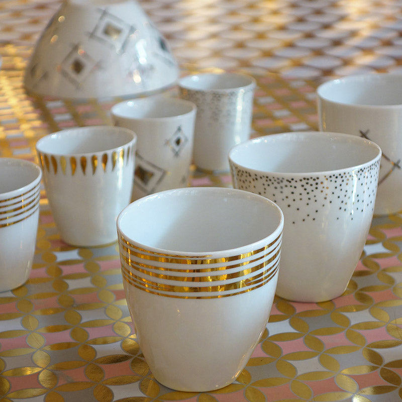 tasse blancheà motif fil d'or sans poignée - tsé tsé