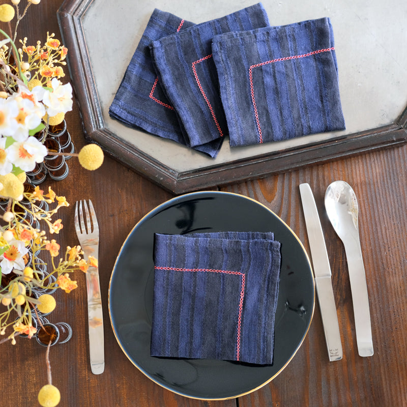 QUATRE SERVIETTES INDIGO