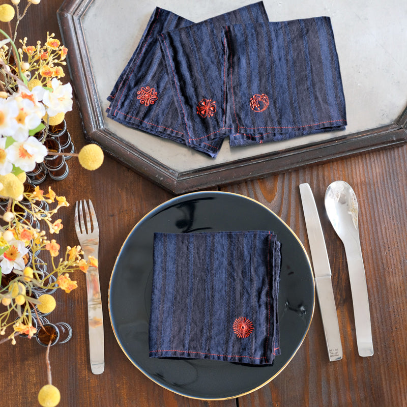 FOUR INDIGO NAPKINS