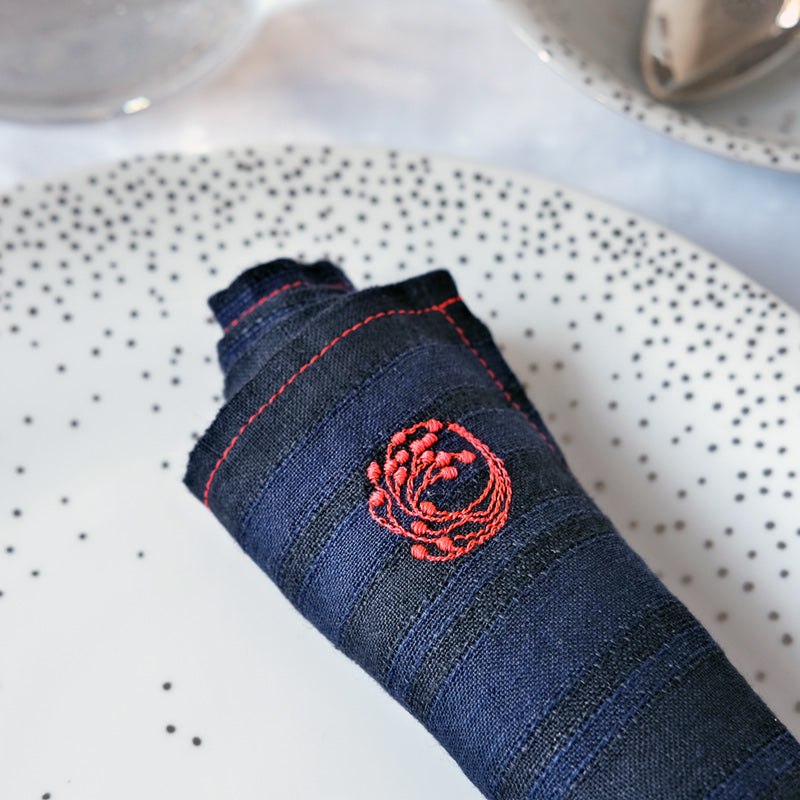 FOUR INDIGO NAPKINS