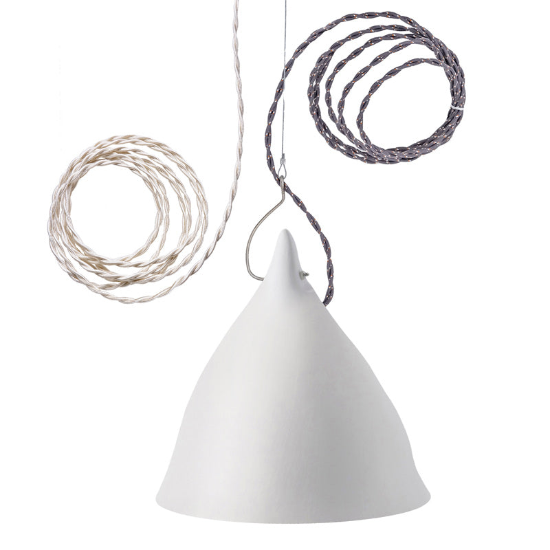 Grande lampe Cornette suspension en porcelaine mate
