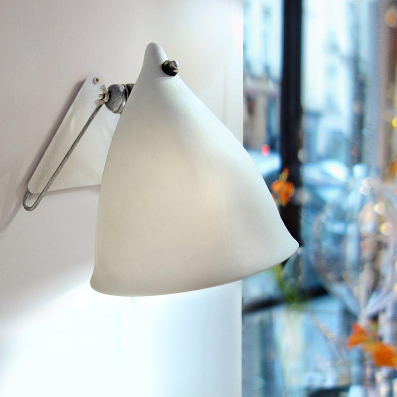 CORNET wall lamp, glazed or matt porcelain