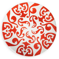 grande assiette de présentation en porcelaine blanche à motifs rouge orangé - tsé tsé