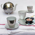 tasses et théière blanc et argent en porcelaine - tsé tsé