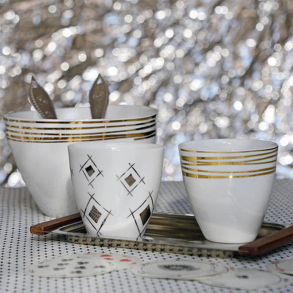 tasses à thé avec motifs or et platine - tsé tsé